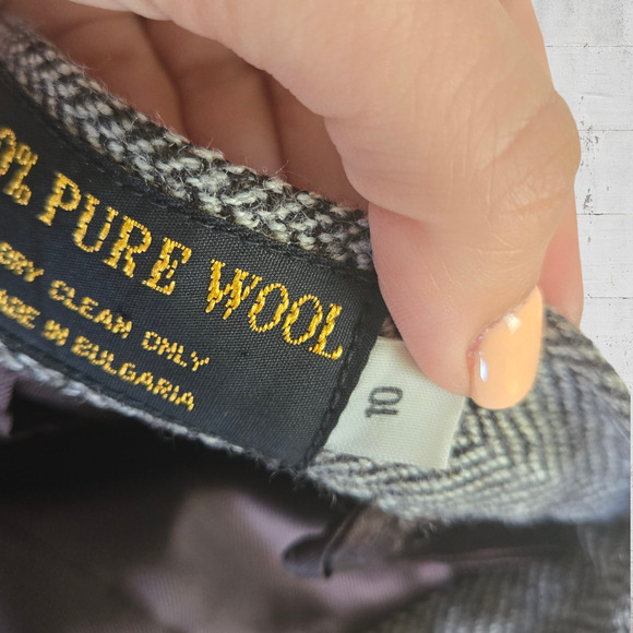 60s Vintage Brown Herringbone Wool Quiet Luxury Pencil Knee Length Skirt Size 10 - Picture 3 of 8